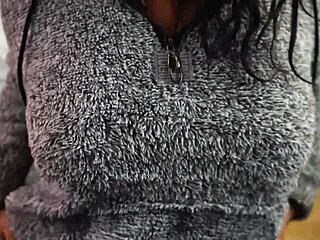 Girlfriend boldly touches herself on couch