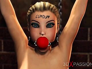 oh wow, the sexy ball gagged blonde is having anal sex with bbc in the basement!