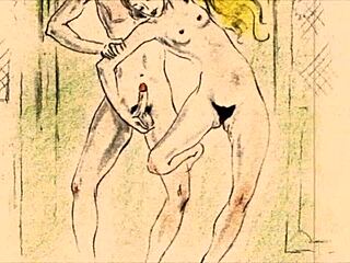 old-school erotic cartoon drawing from vintage hentai