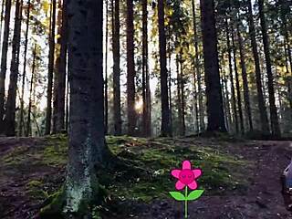 Teen couple explores deepthroat blowjob in outdoor wonderland