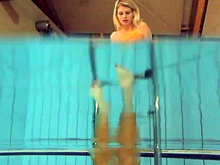 Nastya strips naked showing hot body in pool