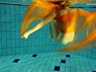 Nastya strips naked showing hot body in pool