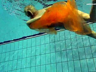 Nastya strips naked showing hot body in pool