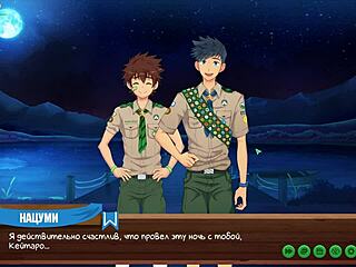 game friends camp episode 28, relaxing with natsumi in russian voice, suggestive anime hentai