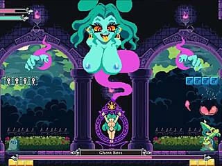 flip witch hentai game ghost boss crushes giant boobs