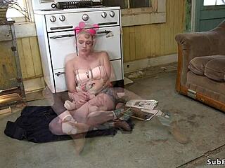 Busty Blonde in Trimmed Gangbang Orgy?