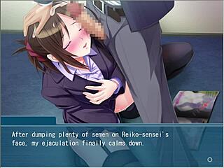 i make the beautiful teacher in glasses obey me, bound and masturbating in this hentai game