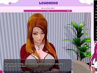 Vtuber Lewdneko moans naked in Harem Hotel gameplay.