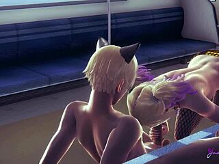 harley quinn femboy shows off wild hand skills in anime