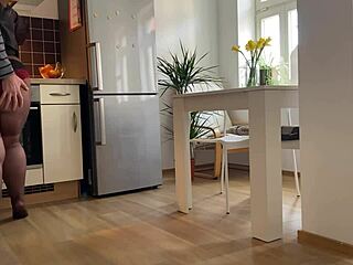 mom-in-law's hot pussy slammed in kitchen today