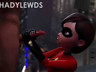 Helen Parr Gives Wild Rooftop Handjob in 3D Cartoon!