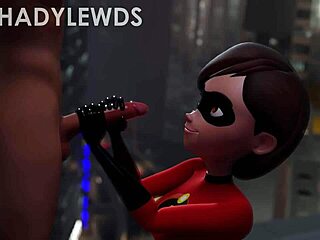 Helen Parr Gives Wild Rooftop Handjob in 3D Cartoon!
