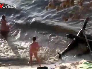 beach voyeur watches hot teen babe get hammered into sand