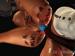 Horny Lesbian Blonde Slut Bent Over In Restraints Takes Strap-On Hard