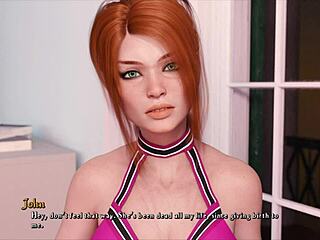 In this game, the redhead chick with big tits parties erotically
