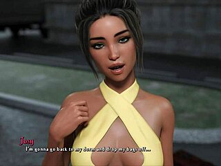 In this game, the redhead chick with big tits parties erotically