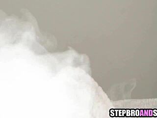 Cute blonde teen stepsisters join stepbrother in wild group fun