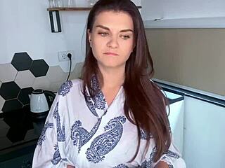 stepmom's huge boobs got licked by stepson in kitchen roleplay