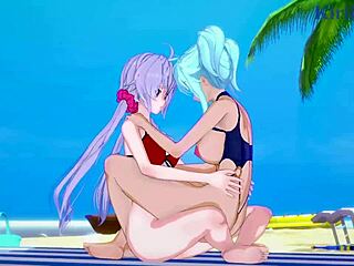 cagliostro and chris yukine explore intense relationships in symphogear hentai series