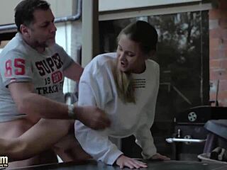 Blonde teen swallows my cum after outdoor fun