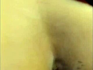 Busty brunette role-plays with partner, close up on big ass and tits.