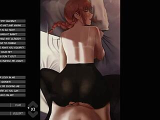 makima gets doggy style while dirty talking in hentai game