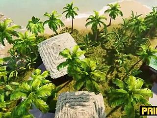 फ्यूटानारी फोरसम मसाज में गहरी चुदाई एनिमेशन