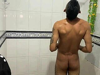 my cousin’s gay boyfriend sneaks into the bathroom, gets turned on seeing me, and we end up going at it.