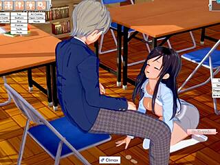 Teen sucks and bangs in library at koikatsu party hentai style