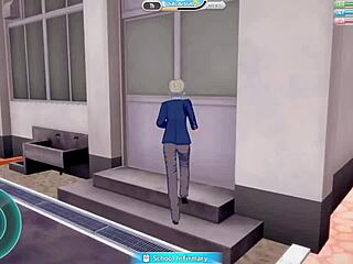 Teen sucks and bangs in library at koikatsu party hentai style