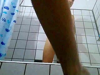 A couple has raw sex in a hot shower passionately fucking a pregnant stepdaughter with a big ass real