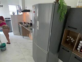 Hidden Camera Catches Brazilian Latina Maid in Provocative Shorts with Voyeur Fetish