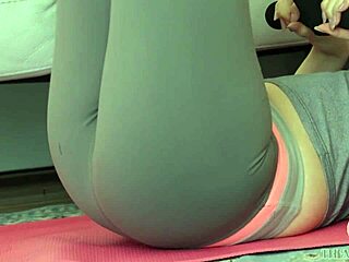 i caught a stunning babe in tight clothes peeking at me, and she gave me an erotic stretch show just for fun