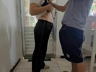 Wow! Brunette Teen 18+ Takes Big Cock After Workout in Rough Muff Dive!