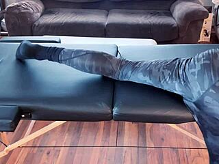 stretching compression pants on massage table hd 😌💪