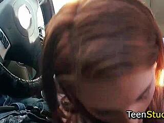 Redhead Teen Babe Sucks Hard in POV Hitchhiker Adventure for Wild European Fun