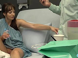 Public hospital sex with milf flashing bf, jerking him off till he cums on my tits