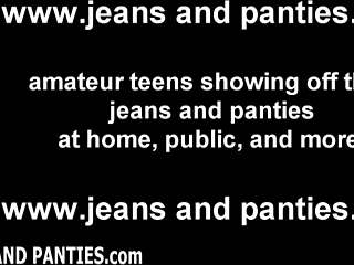 Skinny Teen 18+ Babe Struggles To Fit Her Tight Petite Body Into Skinny Jeans