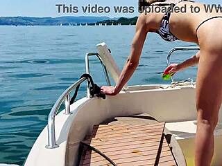 Boat Wash in Sexy Thong Swimsuit. Summer Beach Babes Show Off Panties and Feet on Spring Break!