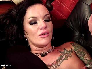 Punk goddess pegs inked man hard!