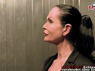 German Milf Seduced for a Wild Threesome in the Elevator Scene