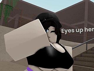 एमो गर्ल स्केटपार्क में फ्लैश करती है फिर राइड करती है