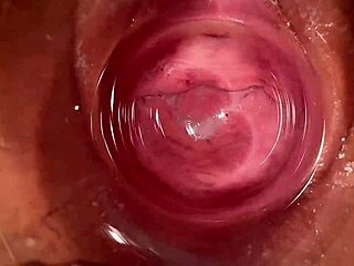 Camera dives deep into Mia's tight creamy pussy for close-up