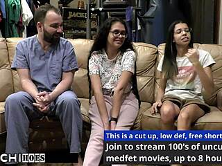 Freshman Gets Hitachi Orgasm from Doctor in Latex Gloves Backstage