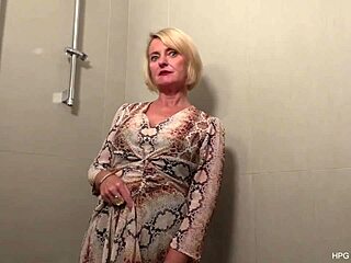 Blonde Cougar Licks Pussy with Natural Tits Creampie