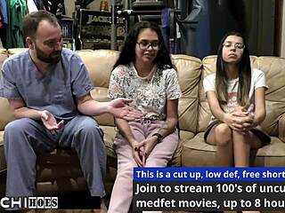 Freshman Gets Hitachi Orgasm from Doctor in Latex Gloves Backstage