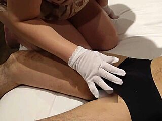 The BBW is made to wear women's panties and massages while slapping.