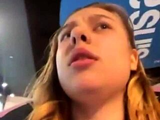 a teen 18+ masturbates in a taxi and then in the mall, reaching orgasm publicly.