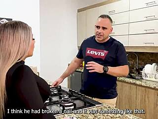 I caught my stepsister banging stepdad in the kitchen, ended up in a wild family threesome!