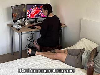 gamer girl muff dives stepbro in roleplay fuck with big tits cum on face